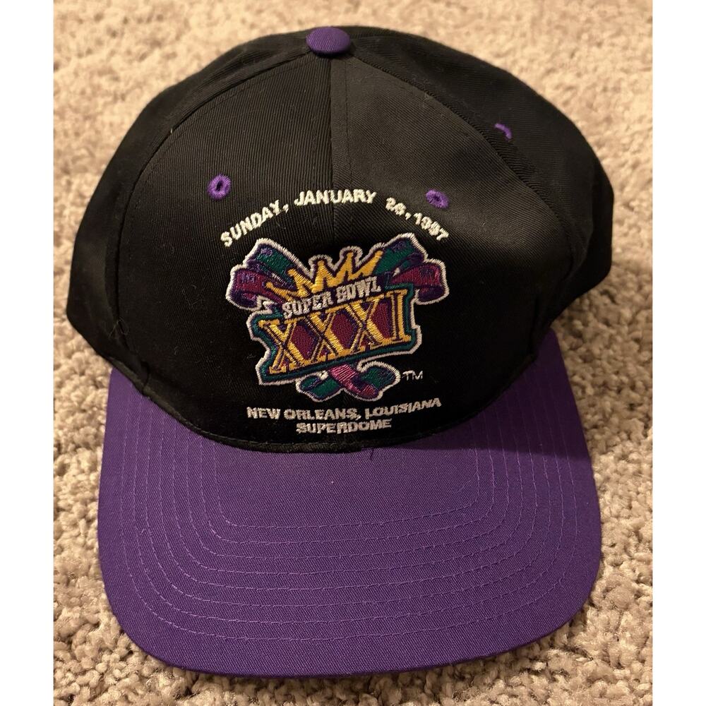 VTG 97’ East Port Team NFL Super Bowl XXXI Black Purple Hat One Size Football